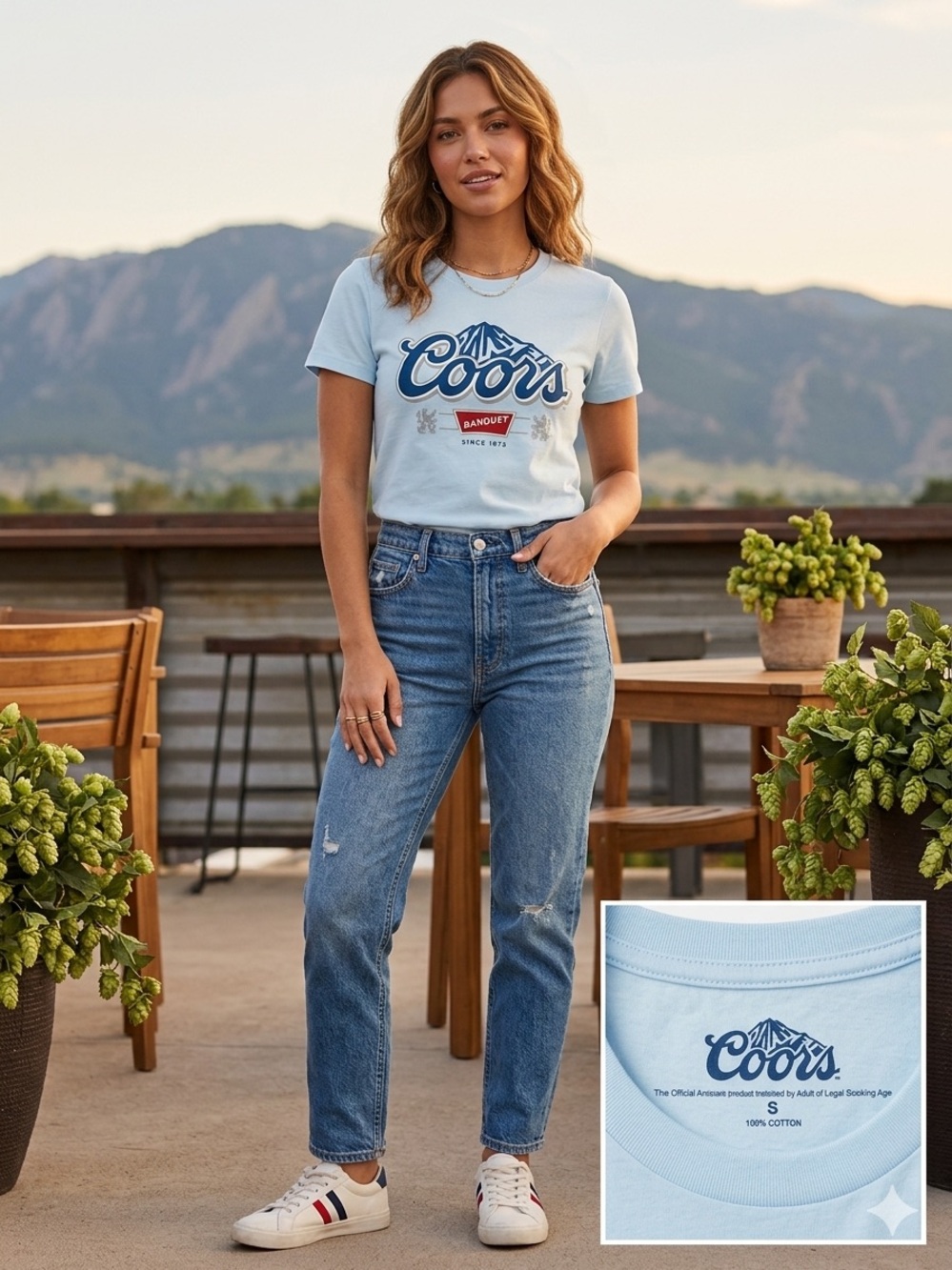 Coors Women's Light Blue Short Sleeve Logo Tee